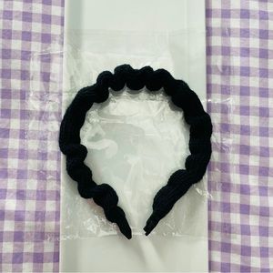 New Black Fuzzy Waffle Knit Scrunch Fabric Headband